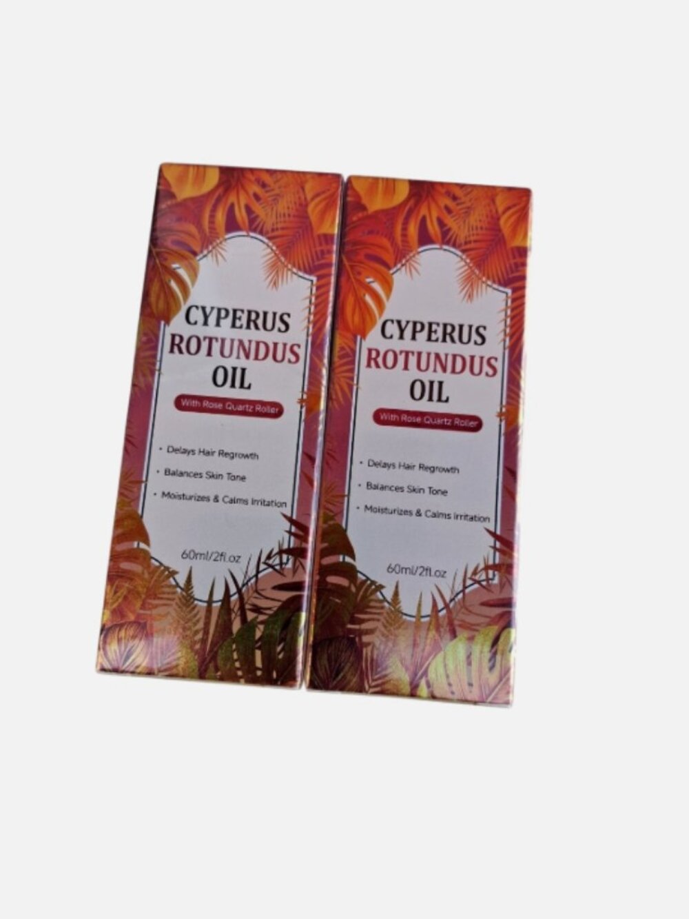 Cyperus Rotundus Oil Hair Inhibitor w/ Rose Quartz Roller 60ml Moisturizing 2-PK